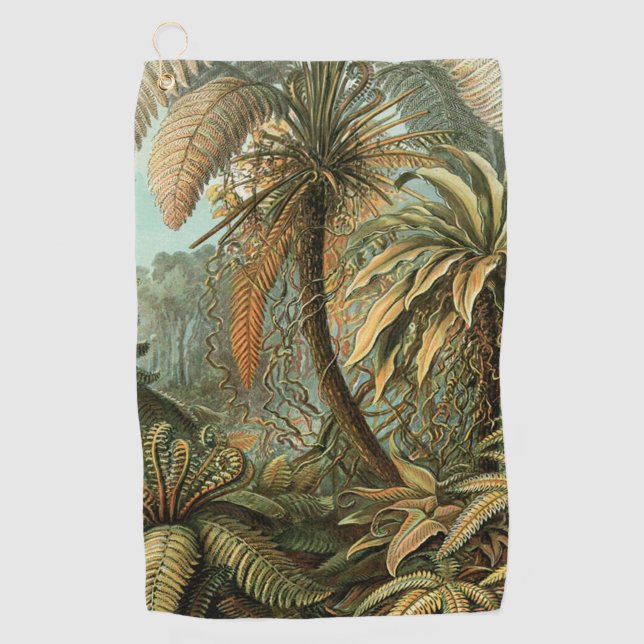 Ferns Palm Tree Antique Botanical Ferns Art Golf Towel (Front)