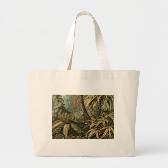 Ferns Palm Tree Antique Botanical Ferns Art Large Tote Bag (Front)