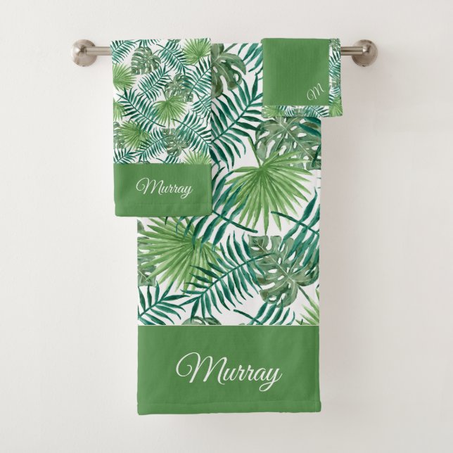 Ferns & Palms w/Monogram Bath Towel Set (Insitu)