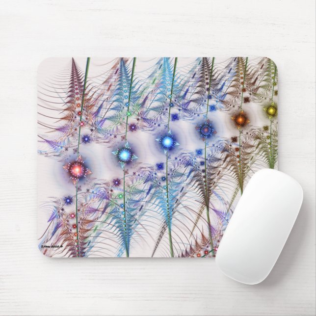 Ferns'N Flowers Abstract Mouse Pad (With Mouse)