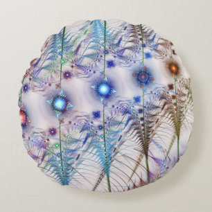 Ferns'N Flowers Abstract Round Cushion