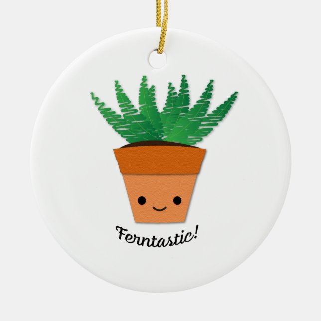 Ferntastic Fern Ceramic Ornament (Front)