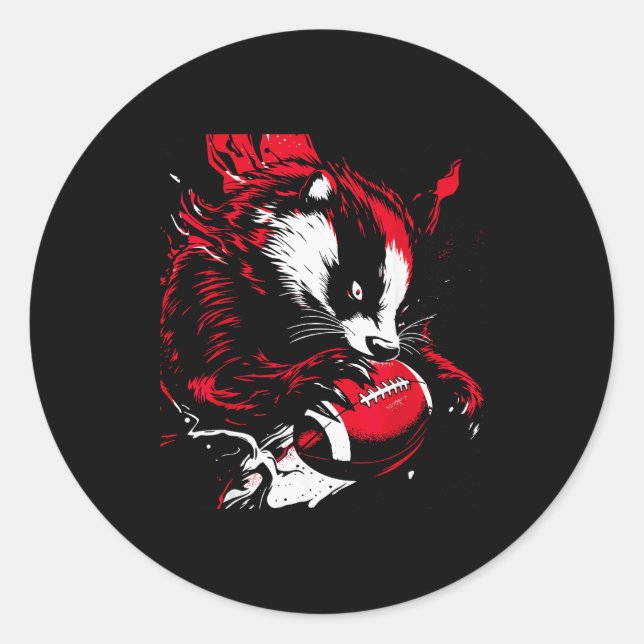 Ferocious Badger Football Lover Wisconsin Game Day Classic Round Sticker (Front)