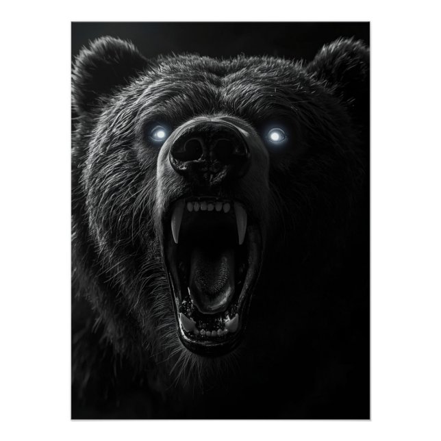 Ferocious Bear Head Portrait Poster (Front)