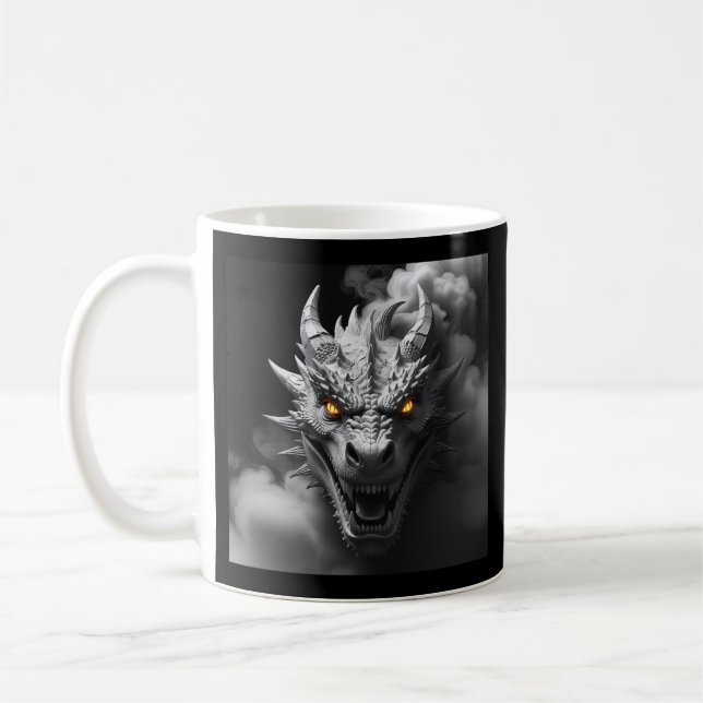 Ferocious Dragon Head Portrait  Coffee Mug (Left)