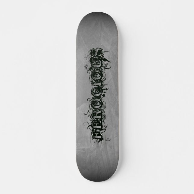 Ferocious Tattoo Slate Gray Ombre Skateboard (Front)