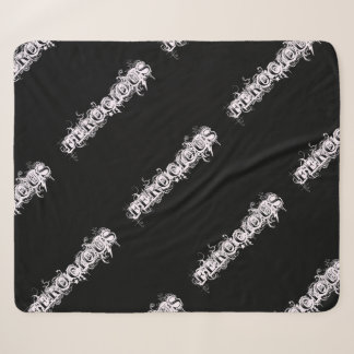 FEROCIOUS Tattoo Style Font Sherpa Blanket