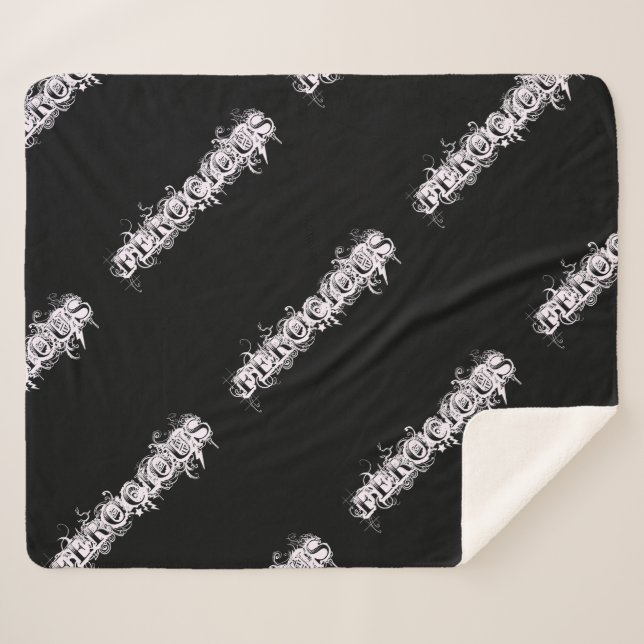 FEROCIOUS Tattoo Style Font Sherpa Blanket (Front (Horizontal))