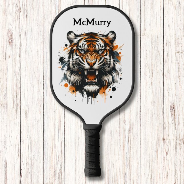Ferocious Tiger Modern Monogram  Pickleball Paddle (Creator Uploaded)