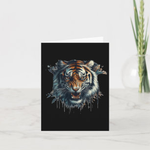 Ferocious Tiger Watercolor Painting Sticker Card