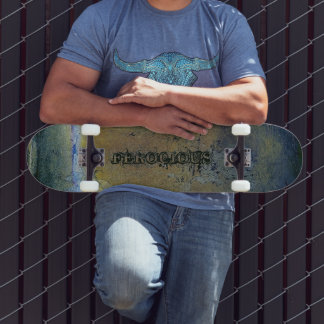 Ferocious Vintage Gold Leaf Black Ceramic Skateboard