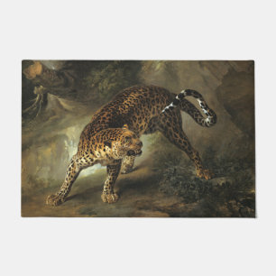 Ferocious Wild Leopard (by Jean-Baptiste Oudry) Doormat