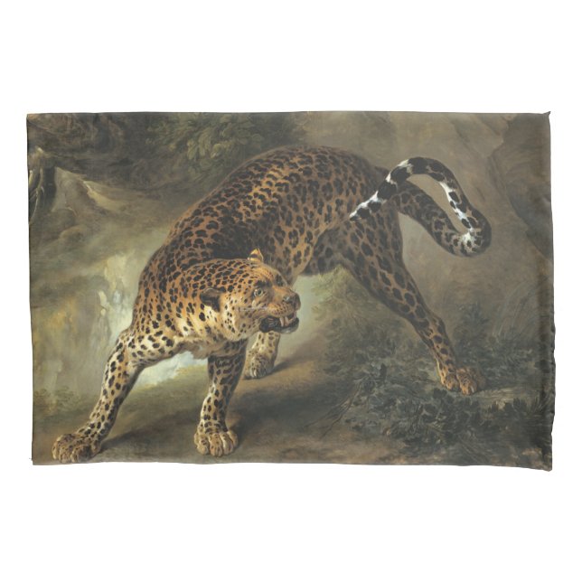 Ferocious Wild Leopard (by Jean-Baptiste Oudry) Pillowcase (Front-Left)