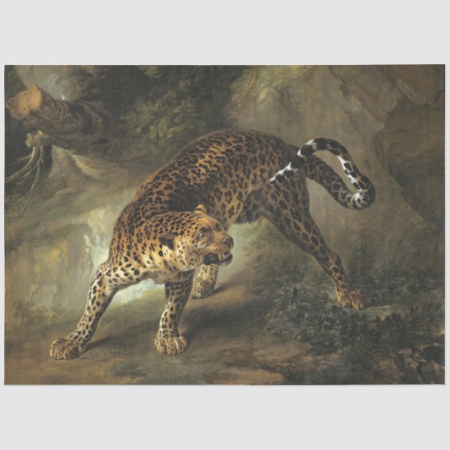 Ferocious Wild Leopard (by Jean-Baptiste Oudry) Tissue Paper (Front)