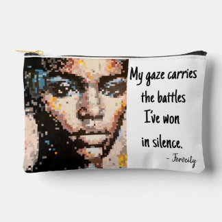 Ferocity Vibrant Pixel Art Portrait Accessory Pouch
