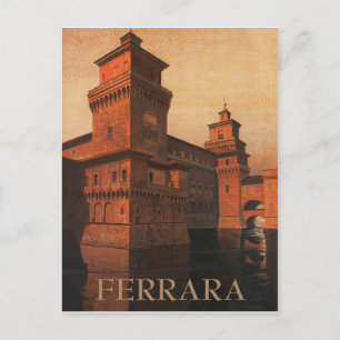 Ferrara, Este Castle, Italy. Vintage travel Postcard