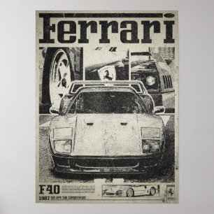 Ferrari F40 Vintage Poster