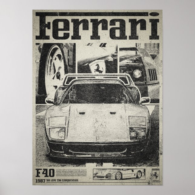 Ferrari F40 Vintage Poster (Front)