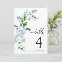 Ferras Blue Hydrangea Wedding Table Number