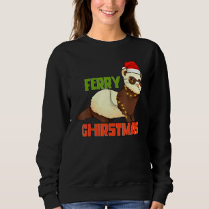 Ferret Animal Pet Ferry Christmas Santa Hat Sweatshirt