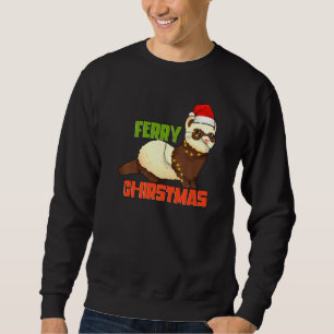 Ferret Animal Pet Ferry Christmas Santa Hat Sweatshirt