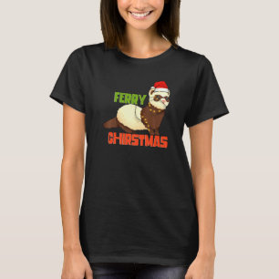 Ferret Animal Pet Ferry Christmas Santa Hat T-Shirt