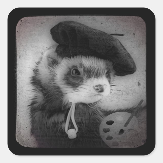 Ferret as Artist Square Sticker (Front)