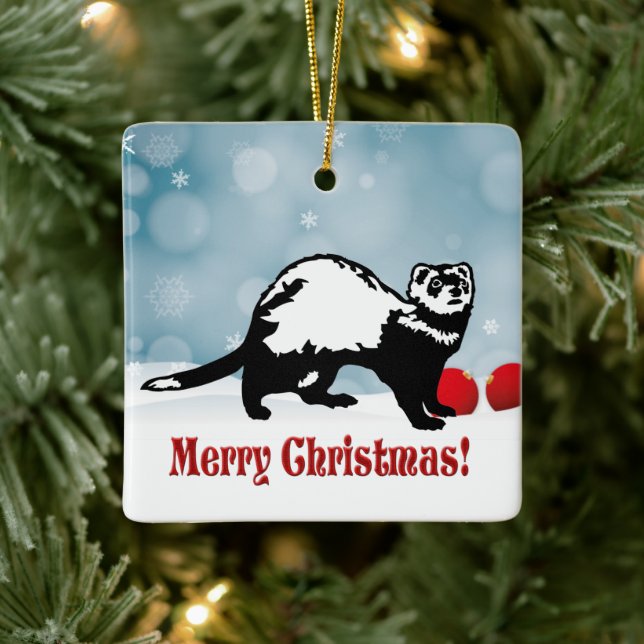 Ferret Christmas Ceramic Ornament (Tree)