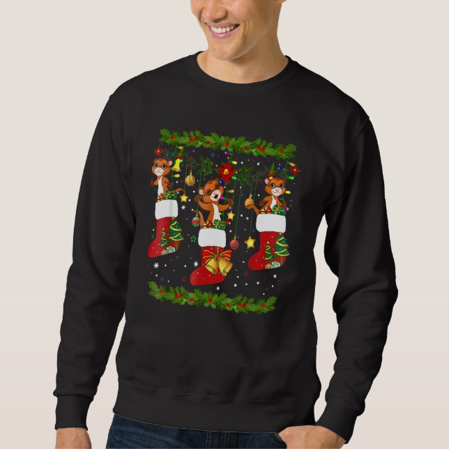 Ferret Christmas Socks X Mas Lights Pajama Matchin Sweatshirt (Front)