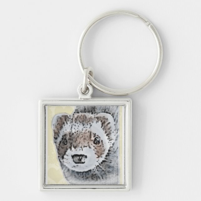 Ferret Cute Picture Key Ring (Front)