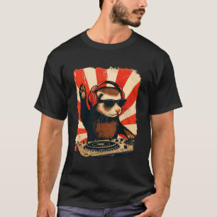 Ferret DJ House Music Retro Pet Lover T-Shirt