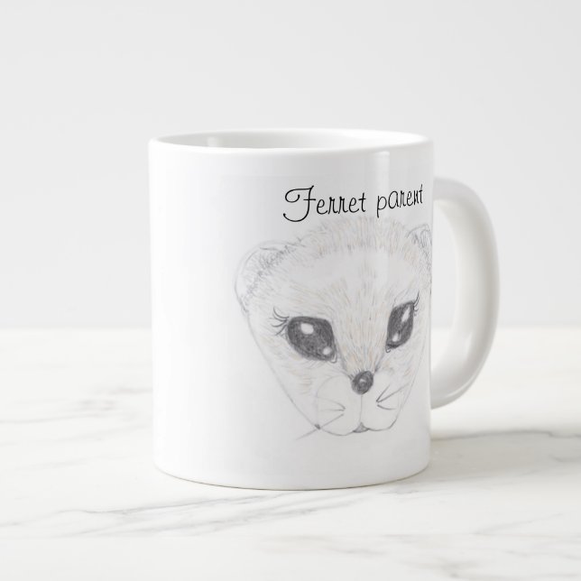 Ferret Drawing Jumbo Mug (Front Right)