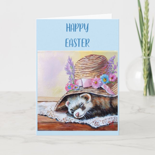 Ferret Easter Folded Greeting Card (Front)