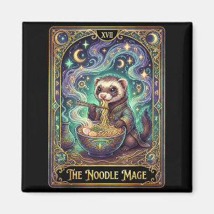 Ferret Eating Ramen Tarot Card Japanese Kawaii Pet Magnet