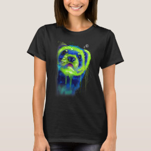 Ferret Face Graphics Hand Drawn Splash Art Ferret T-Shirt