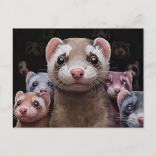 Ferret Family Postcard