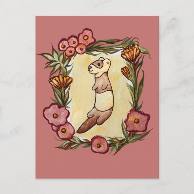 Ferret Floral Nature Ferrets                       Postcard (Front)