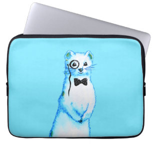 Ferret Gentleman Watercolor With Monocle Bow Tie Laptop Sleeve