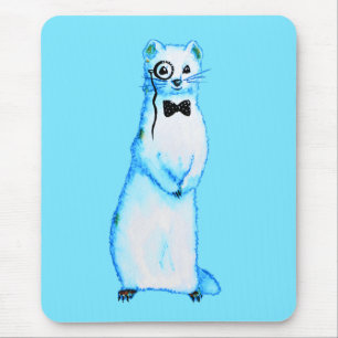 Ferret Gentleman Watercolor With Monocle Bow Tie Mouse Pad