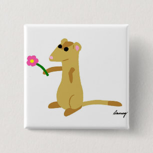 Ferret Holding A Flower Buttons