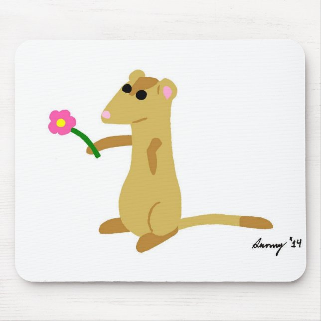 Ferret Holding A Flower Mousepad (Front)