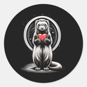 Ferret Holding Heart Valentine's Day Cute Valentin Classic Round Sticker