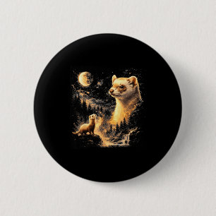 Ferret howling to the moon vintage 90s retro anima 6 cm round badge