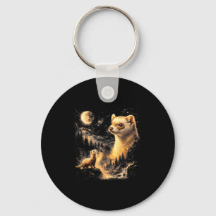 Ferret howling to the moon vintage 90s retro anima key ring