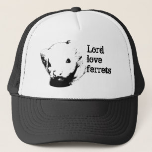 Ferret in Black and White Trucker Hat