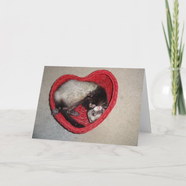 Ferret in Heart Valentine's Day Card (Front)