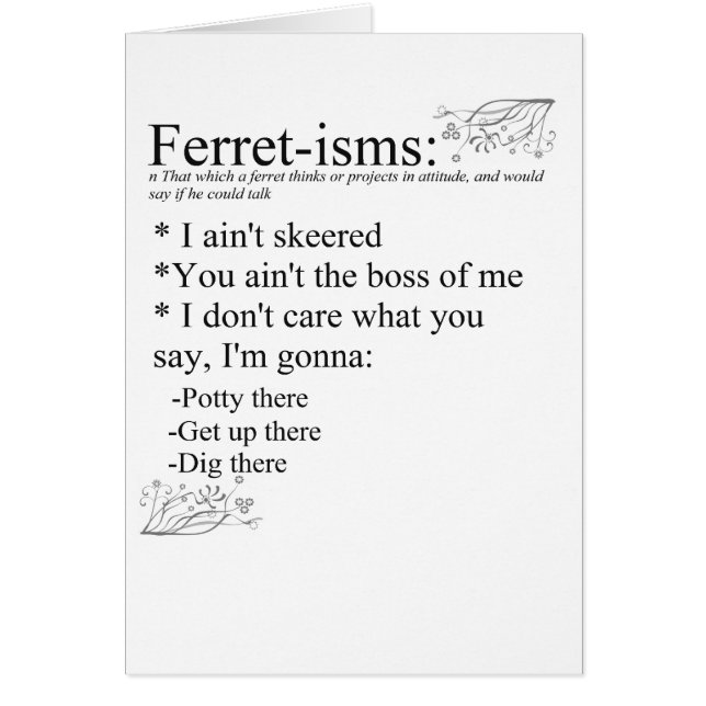 Ferret-isms & Sayings (Front)