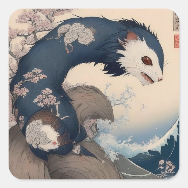 Ferret - Japan Square Sticker (Front)