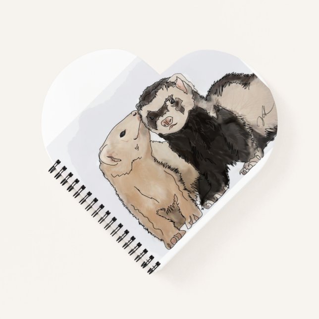 "Ferret Kisses" Heart Notebook (Front)