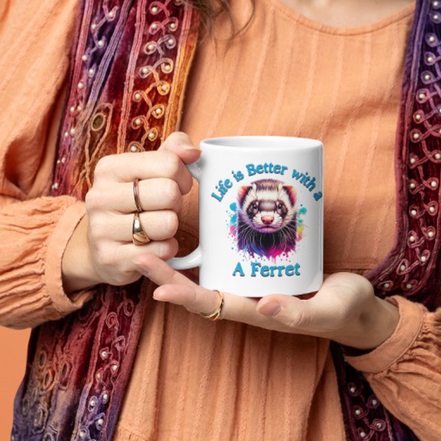 Ferret Lover Coffee lover Ferret Mom Dad  Coffee Mug (Creator Uploaded)
